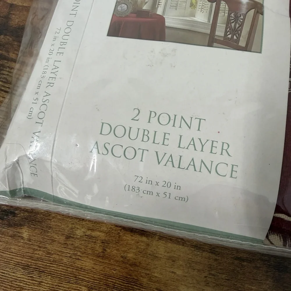 Waverly Garden Room 2 Point Double Layer Ascot Valance Red Floral Gingham 72x20